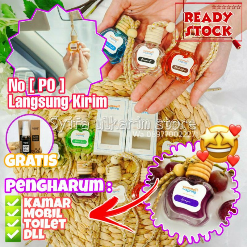 Pengharum Ruangan Parfum Mobil Kamar Botol Apel 100% Wangi Summer Spring Original Model Gantungan