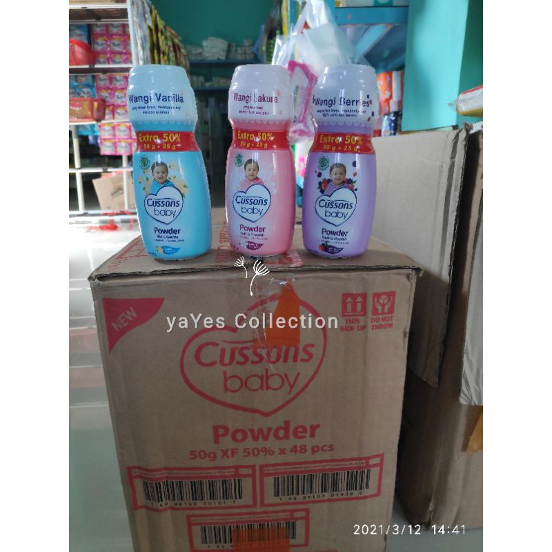 Cussons baby powder bedak serbuk bubuk 150 g - 75 g - 50 g + 25 g Berries Ungu Biru Vanilla Pink Sakura Soft