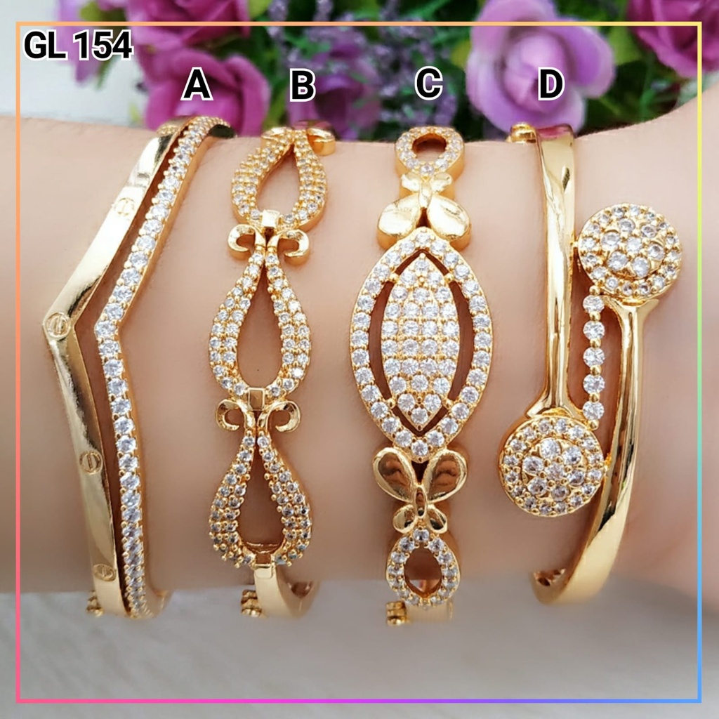 Gelang xuping gelang dewasa bangle permata bunga krawang lapis emas gold GL 154