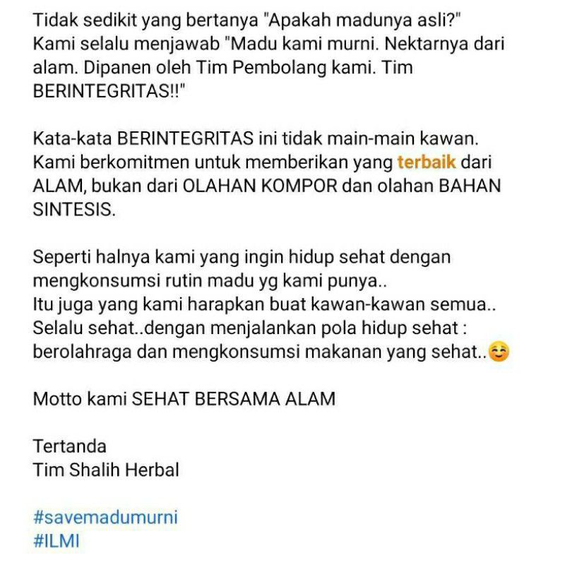 

MADU HUTAN SUMATERA / MADU DORSATA / MADU MURNI 100% ASLI