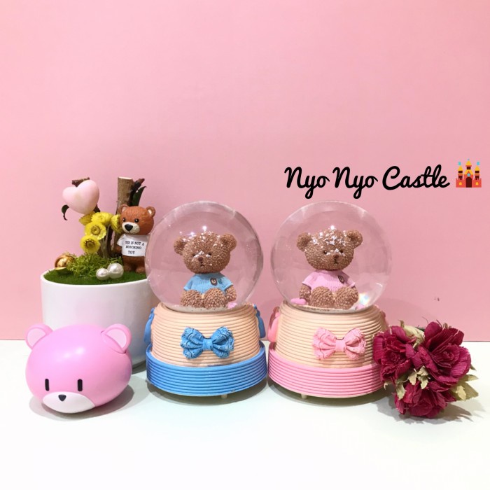 MUSIK-KOTAK- SNOWBALL PAJANGAN BOLA KACA MUSIC BOX MEDIUM LAMPU COUPLE ANIMAL BEAR -KOTAK-MUSIK.