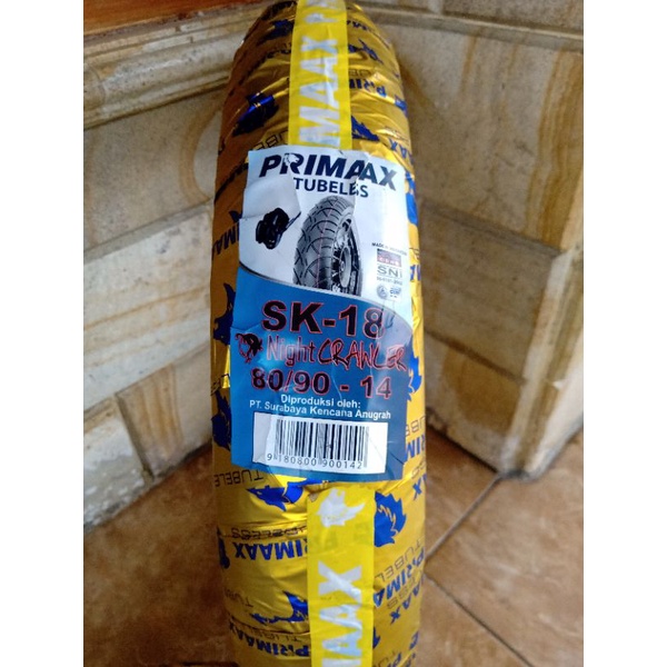 ban primax matic tubles sk 18 ukuran 80/90 ring 14