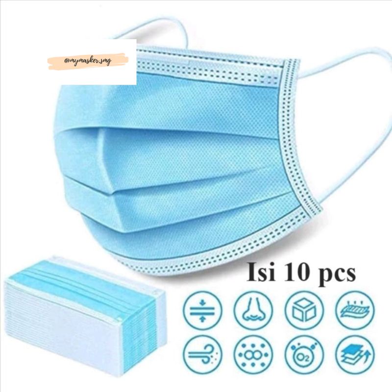 [GROSIR] Masker Earloop Disposable 3ply Biru Polos