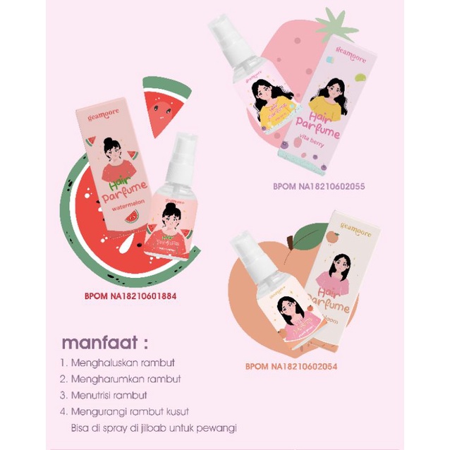 READY HAIR MIST / HAIR PERFUME/ PARFUM RAMBUT BY GEAMOORE 30ML