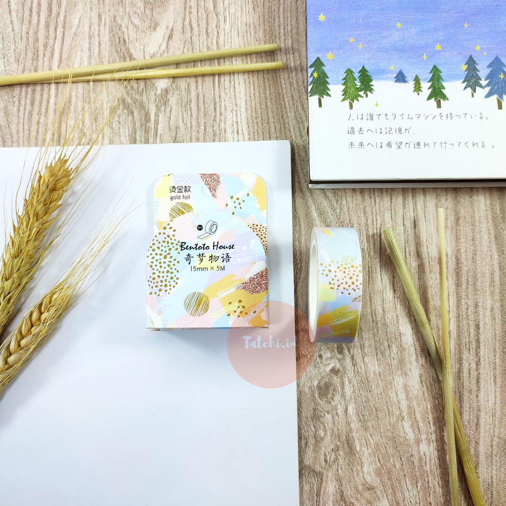 

Watercolour Gold Foil Washi Tape/ Masking Tape/ Selotip Motif