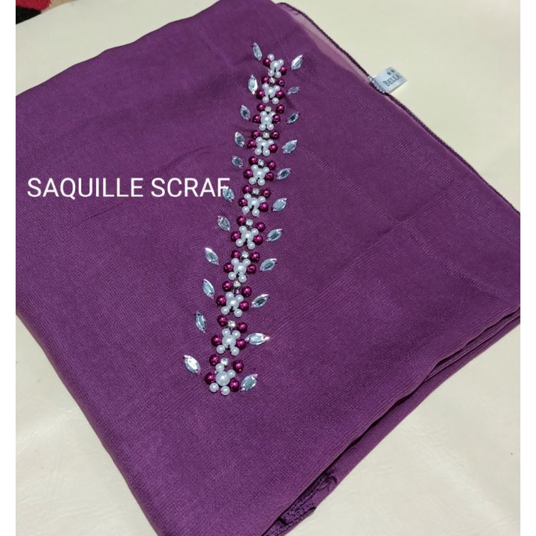 segiempat bella square payet mutiara permata/jilbab segiempat bella square bando payet/hijab bella-DARK LAVENDER