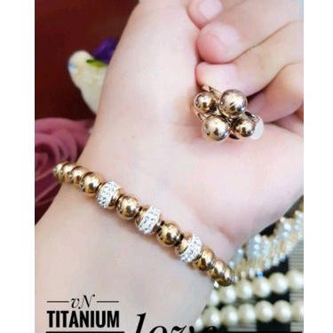 Titanium Set Perhiasan Wanita Kupu Rosegold 48225