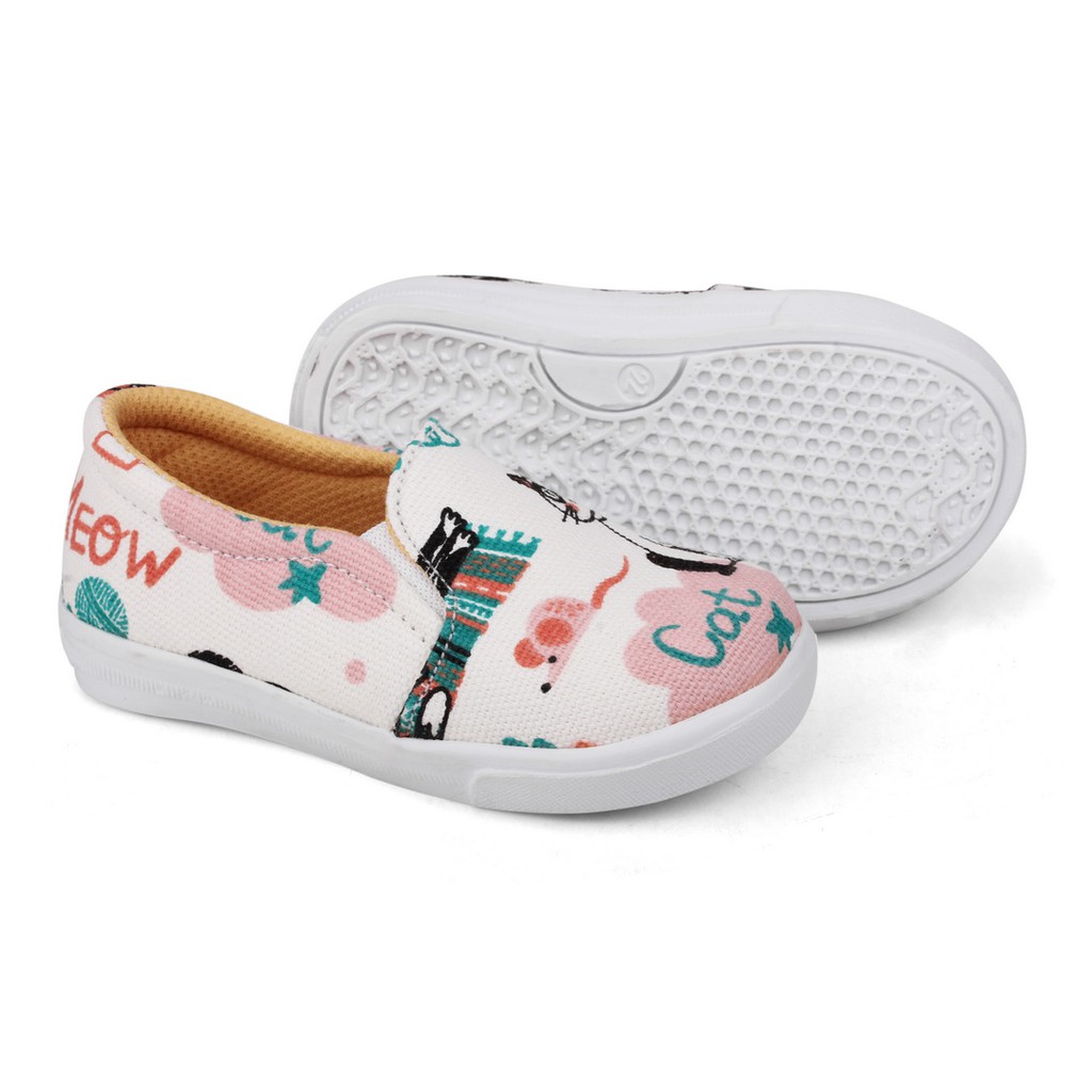 Sepatu Anak Unisex Slip On Bahan Kanvas Motif Kucing E01 MEOW