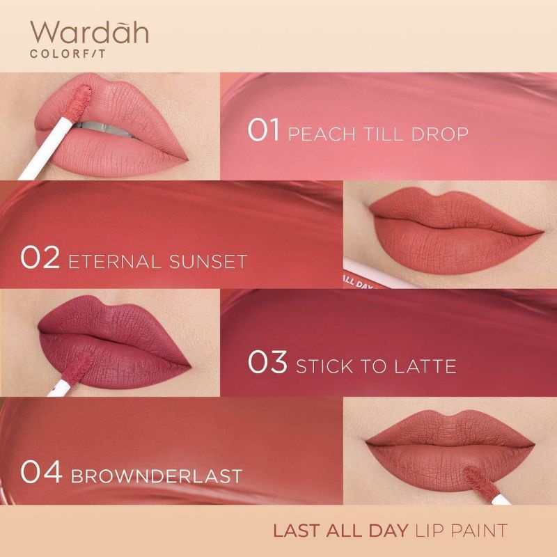 Wardah Colorfit Last All Day Lip Paint around the World ORIGINAL Lipstik Lip Concealer Alluring Jakarta Dubai Lux Royal London Dazzling New York Kuala Lumpur Joy Tokyo Breeze Makeup Bibir Kosmetik Bibir Care Stick to Latte Stay Russet Brick Timeless Rose