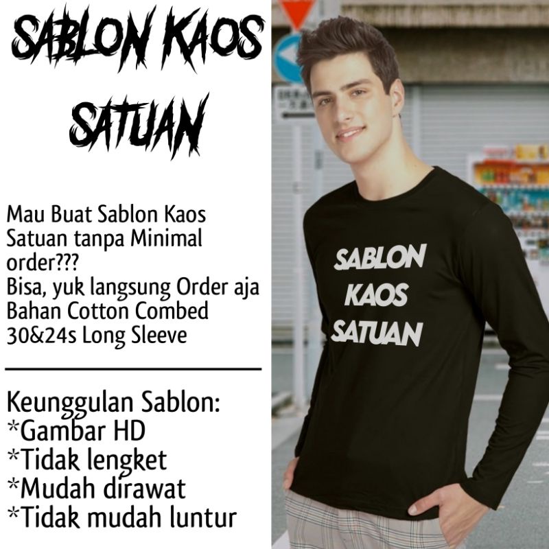 Sablon kaos satuan Lengan Panjang