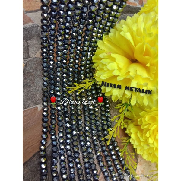 Kristal ceko 8mm gol.biasa-hitam metalik