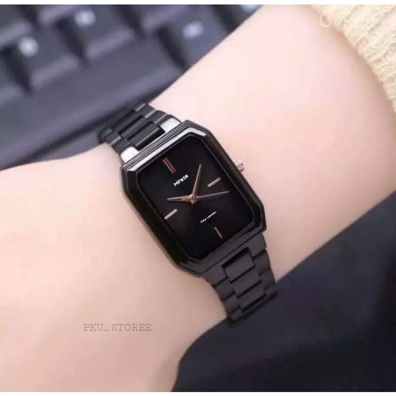 [PKU_STOREE] Hitam Rosgold Jam Tangan Wanita rantai stainlis simple dan murah tahan air Free batre cadangan // JAM tangan wanita modis cantik dan elegan model analog //JAM tangan fashion wanita terlaris segi 5