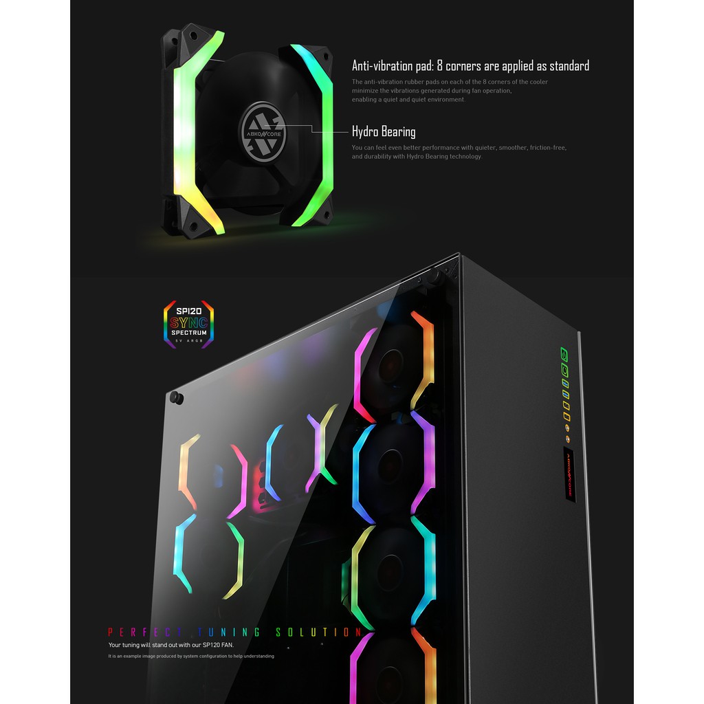 FAN CASE 12CM ABKONCORE SPIDER SPECTRUM RGB 5 in 1 REMOTE