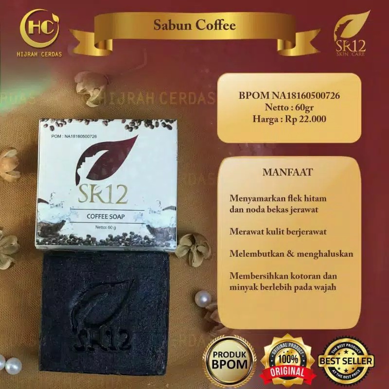 SR12 COFFEE SOAP / HALAL / BPOM / HERBAL AMAN / PRODUK MUSLIM / SKINCARE INDONESIA