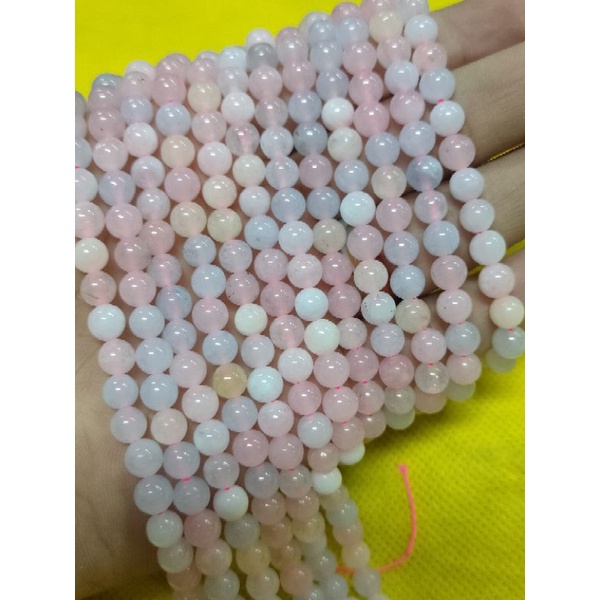 Batu Alam Morganite 4-10mm Bulat Kuarsa Amethyst Manik Manik Crystal Healing