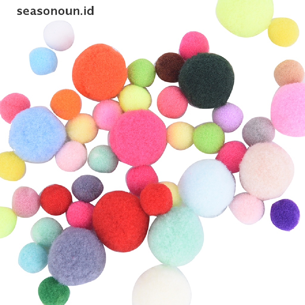 100 Pcs Bola Pom Poms Warna-Warni Ukuran 10mm 20mm Untuk Kerajinan Tangan