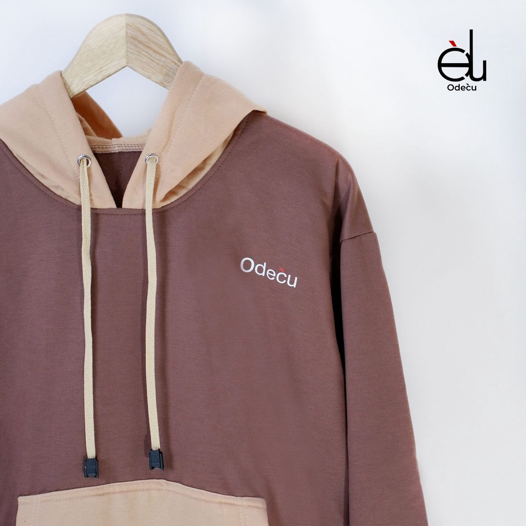 ODECU HOODIE TWO COLOR MOCCA COKSU SWEATER OVERSIZE WANITA PRIA