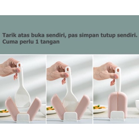 Tempat Centong Nasi Otomatis / Sendok Nasi Dengan Penutup Otomatis / Centong Nasi Ajaib