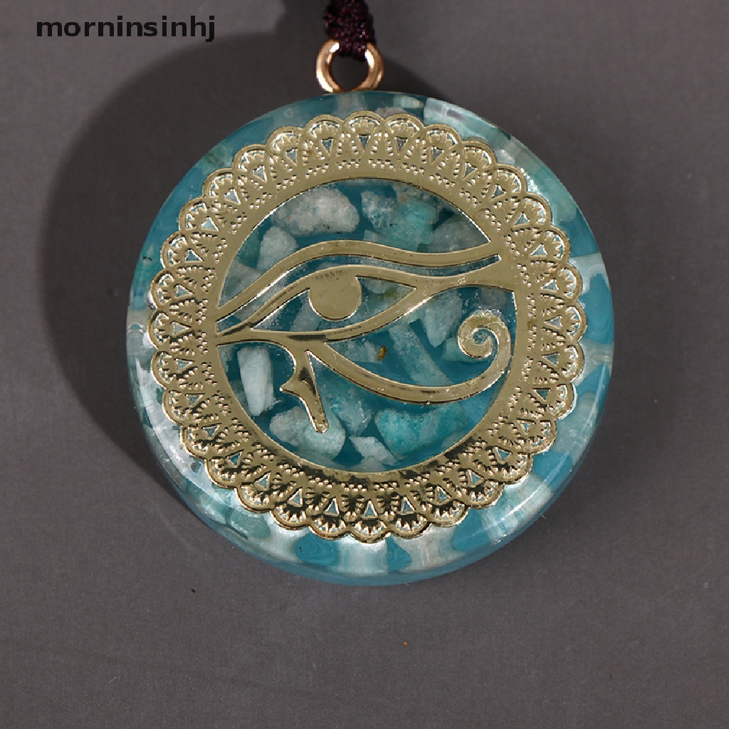 Mornin 1pc Kalung Rantai Liontin Mata Horus Amazonite Untuk Pria / Wanita