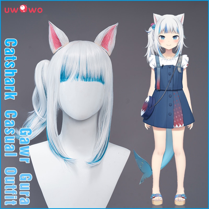 PREORDER UWOWO Virtual YouTuber Gawr Gura Catshark Casual Outfit Cosplay Wig With Ear