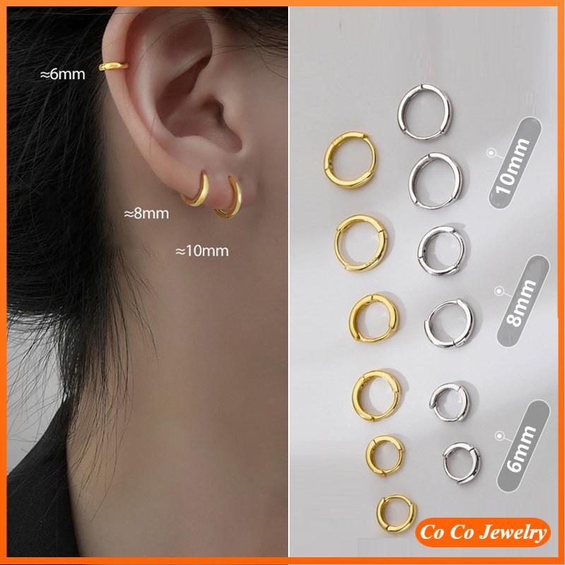 1pair Korean Fashion Studs Earrings for Women Girls Simple Smooth Hypoallergenic Ear Bone Ring Ear Jewelry
