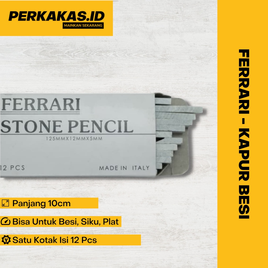 Kapur Besi Ferrari Putih Stone Pencil Isi 12 Pcs