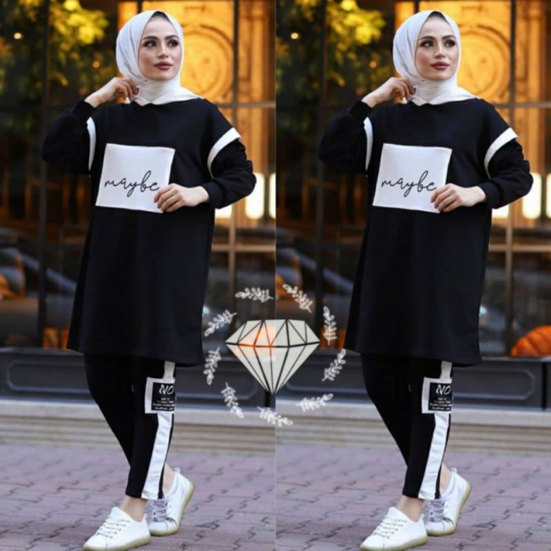 SET CELANA MAYBE HODIE, BABYTERRY, GAMIS HIJAB MUSLIM, SETELAN