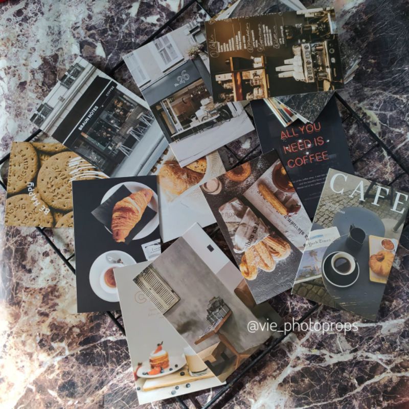 5pcs/set Coffee Time Postcard Properti Fotografi Props Foto Kartu Pos