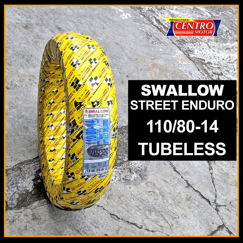 SWALLOW STREET ENDURO 110/80-14 TUBELESS. BAN DUAL PURPOSE RING 14 UNTUK MOTOR MATIC