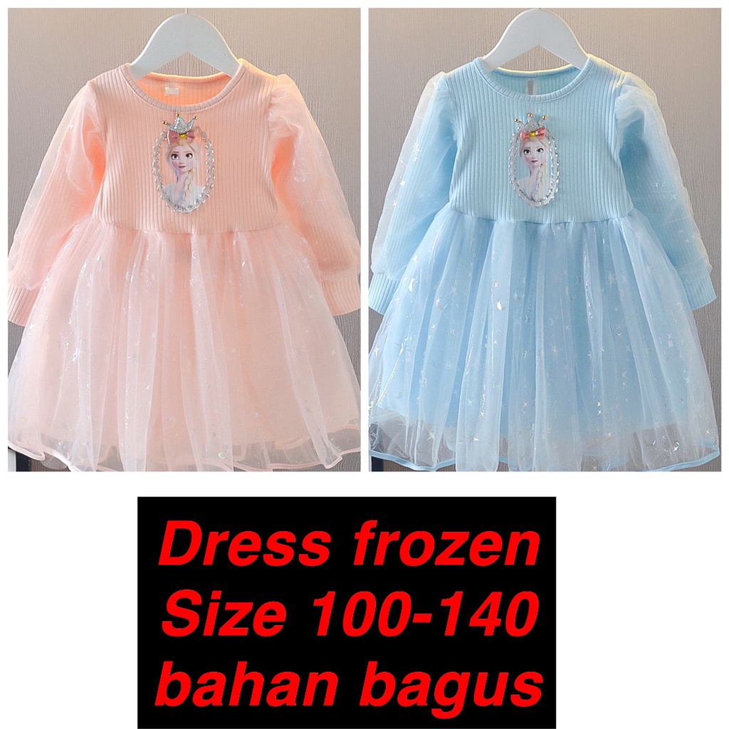 (LOLI-JKT) BD-116 DRESS FROZEN ELSA MAHKOTA 100-140