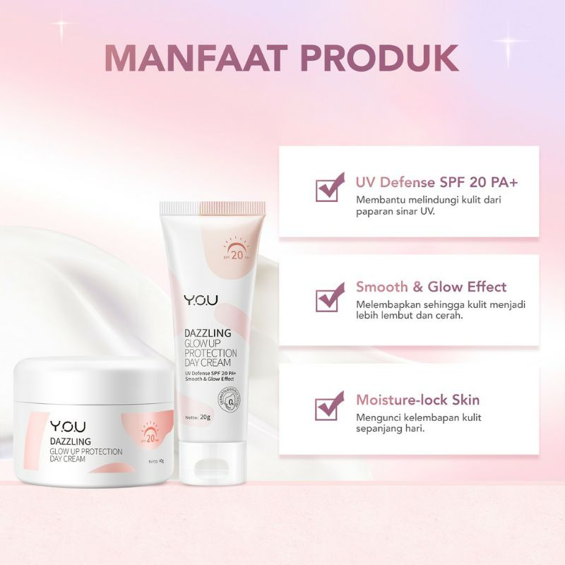 YOU Dazzling Glow up Protection Day  Cream 20 Gr [Kulit Lembab dan Cerah Seketika]