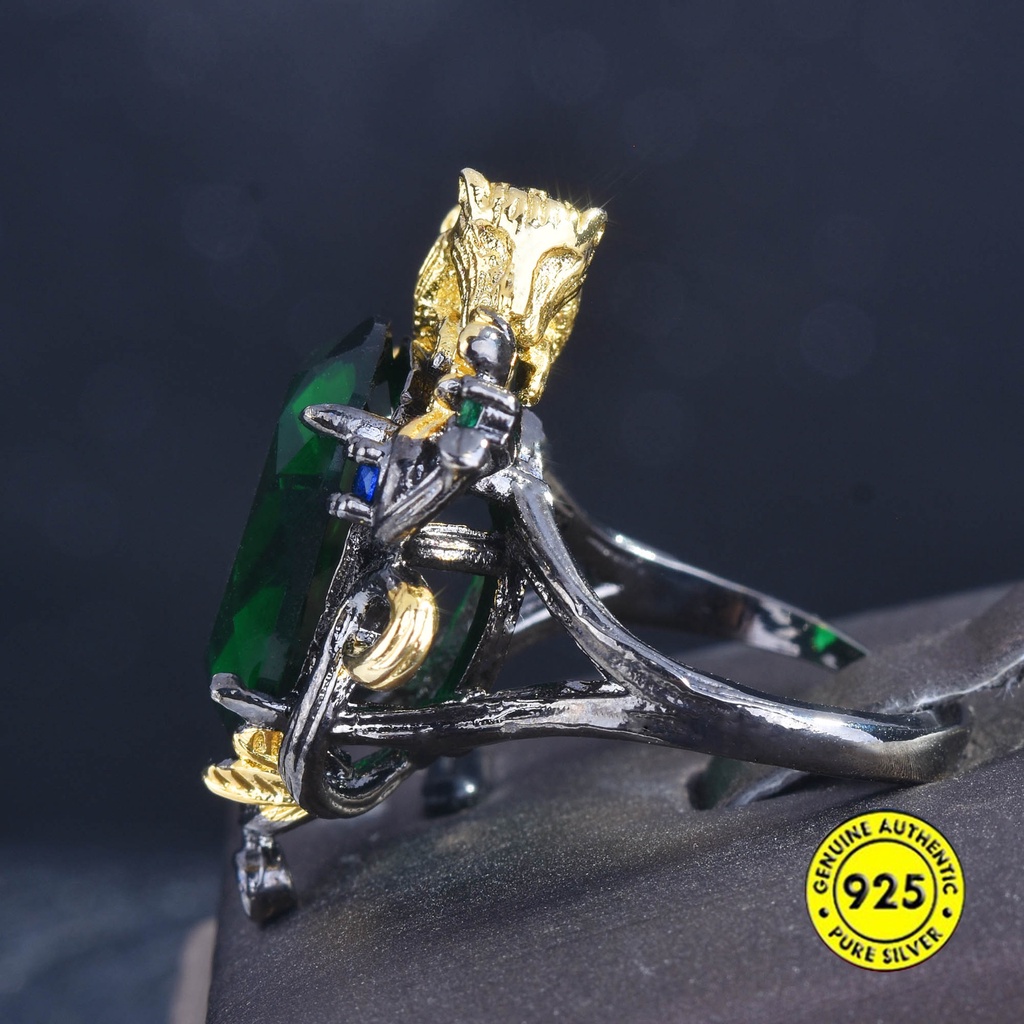 Cincin Model Terbuka Dapat Disesuaikan Warna Hitam Emas