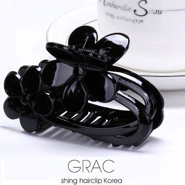 Jedai Doff Black Model Bunga 8cm Jepit Rambut Salon Matte Glossy warna Hitam ukuran Besar Hair Claw Clips