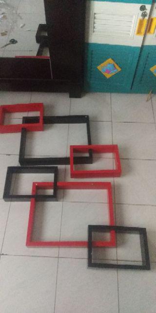 [bayar Di Tempat]rak Dinding Set Sambung 3 New Floating Shelves Lebar 10cm Sudut Bunga Dapur