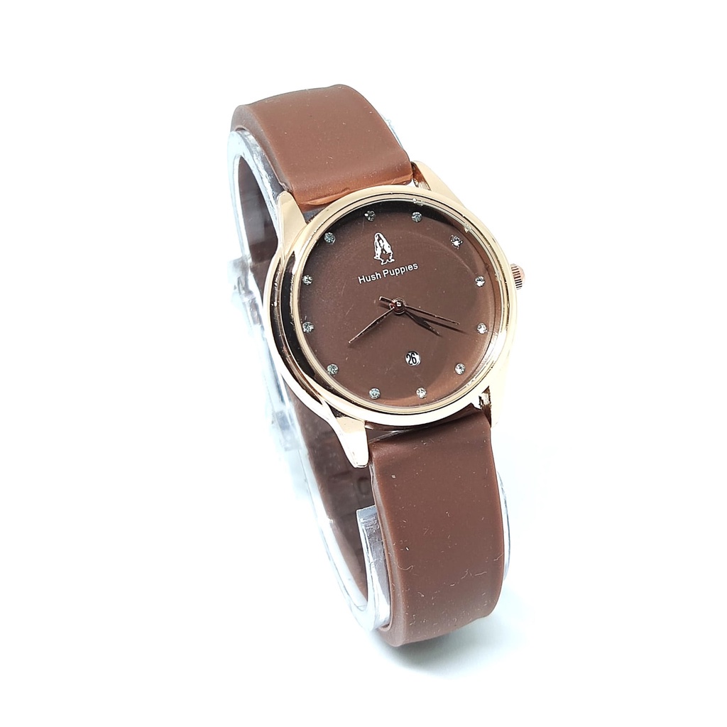 [DGS] Jam Tangan Wanita Hush Puppies Tali Rubber Ring Rosegold Tanggal Aktif murah