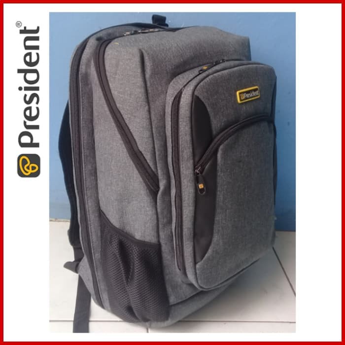PRESIDENT GO EXPERIENCE - Tas Ransel Laptop Import / Office Backpack - Abu-abu Muda