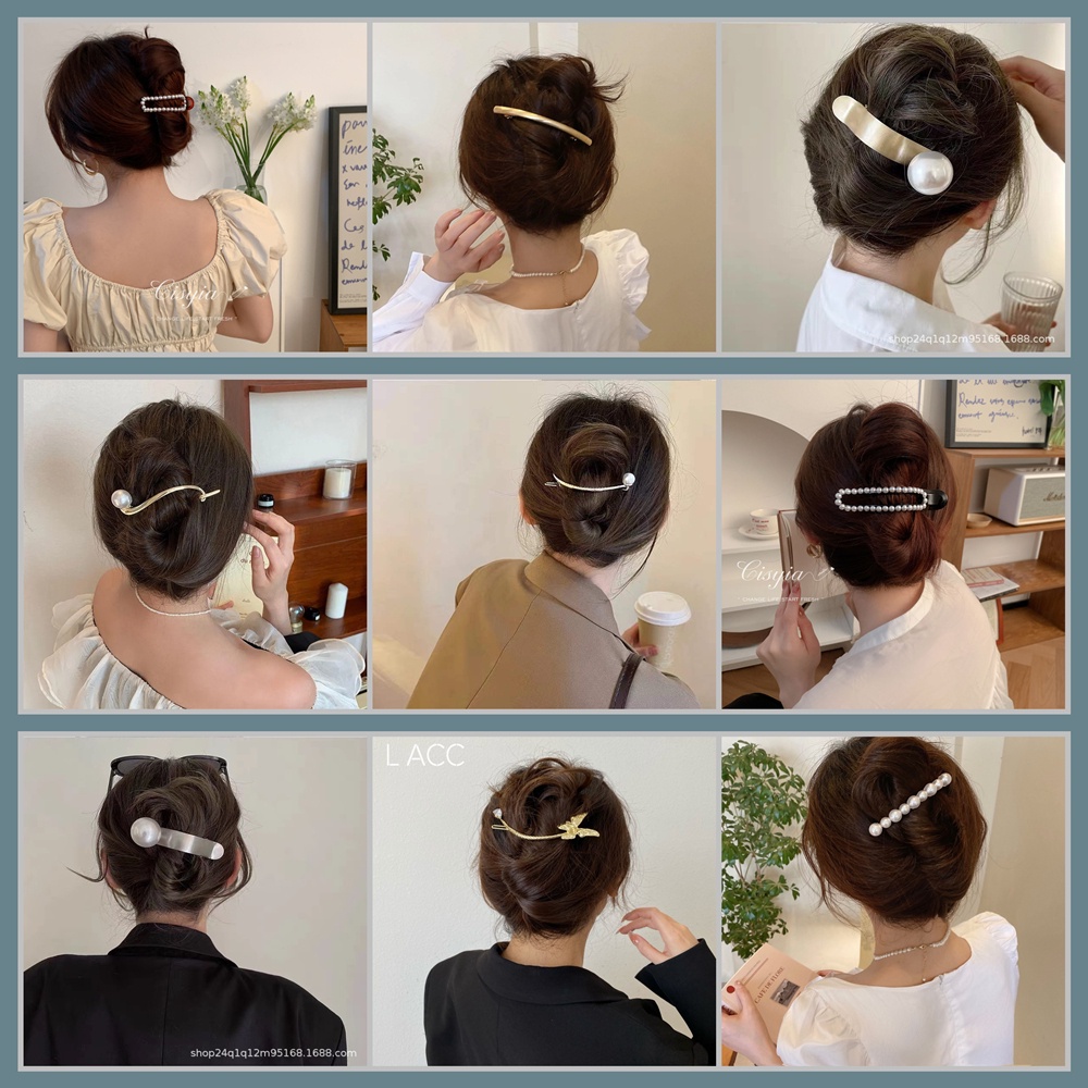 Jepit Rambut Bentuk Kupu-Kupu Hati Aksen Mutiara Gaya Retro Untuk Wanita