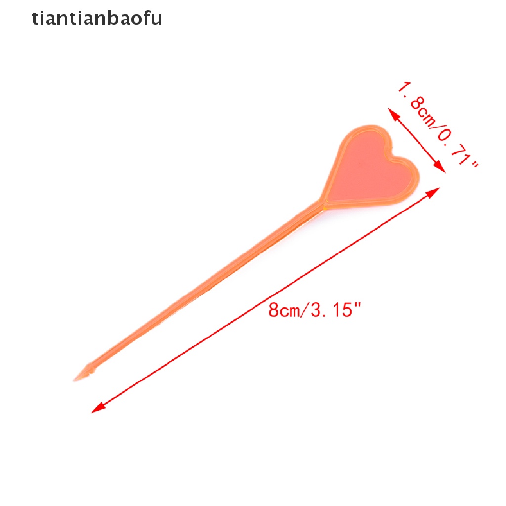 50 Pcs Garpu Buah Sekali Pakai Bentuk Hati Panah Bahan Plastik
