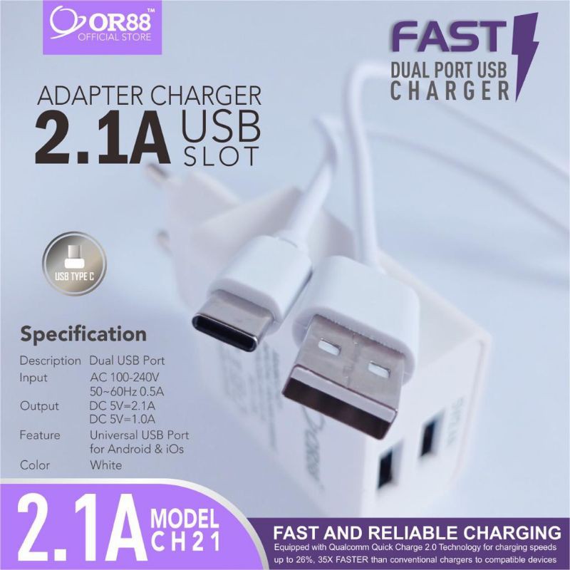 OR-CH21 CHARGER OR88 ORIGINAL FAST CHARGER TYPE MICRO