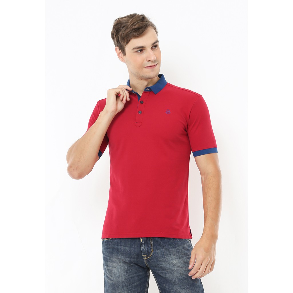 Johnwin - Kaos Casual - Kaos Polo - Kaos Pria - Kaos Merah - Slim Fit - ATS.625.M265.01.C - Free key