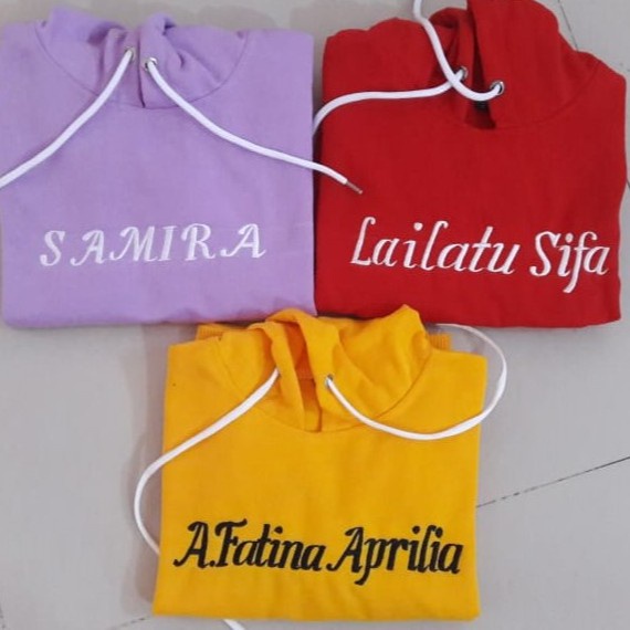 Sweater Anak Hoodie Bordir Nama Suka Suka