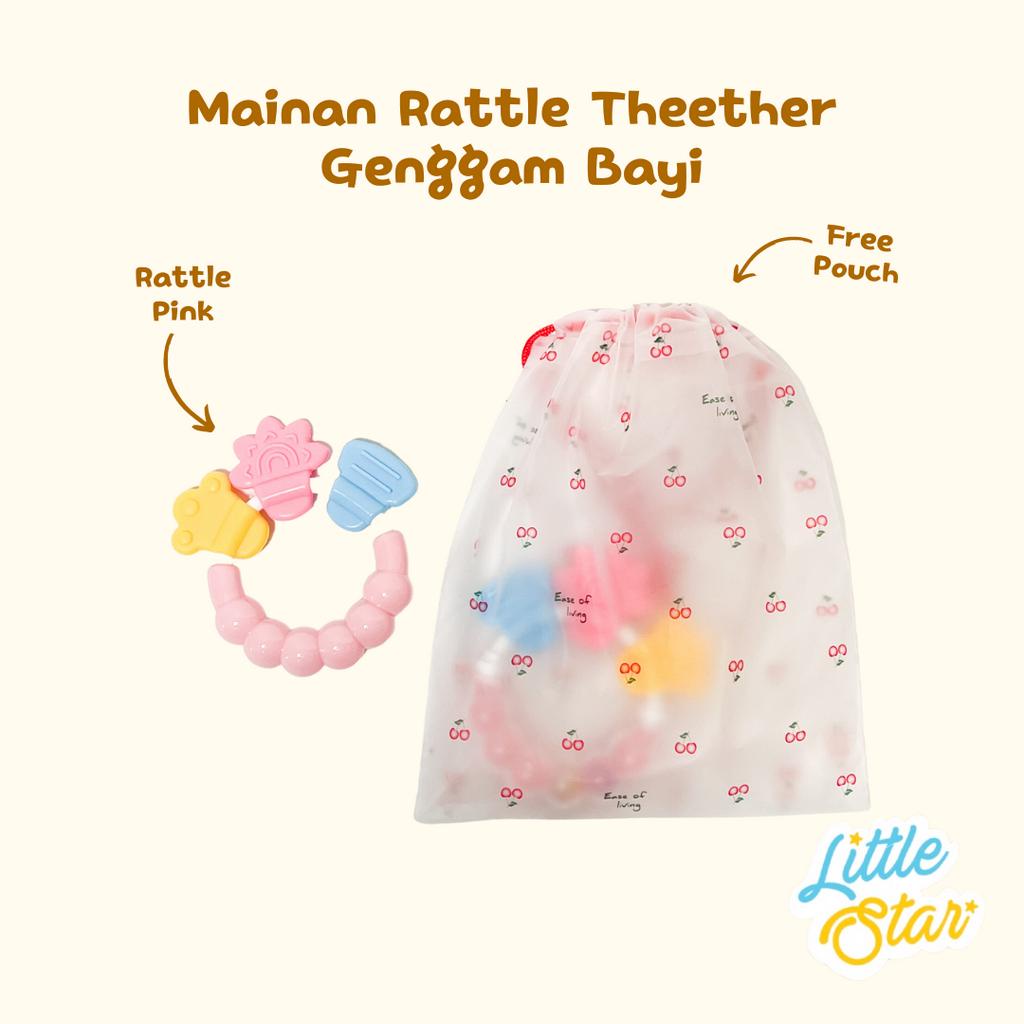 Mainan Gigitan Bayi Theether Rattle Genggam Kerincian Isi Gel Dengan Pegangan Lembut Lentur Halus Silikon BPA Free