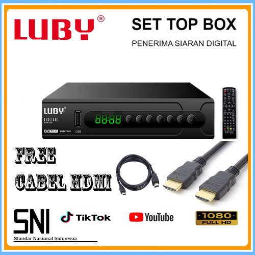 PAKET PROMO Luby Set Top Box DVBT2/C Receiver TV STB Digital DVB T2 FREE CABEL HDMI PROMO