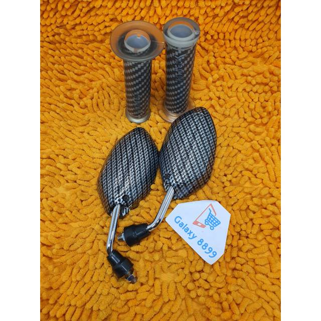 Spion Beat Mini Karbon crome + Handgrip Karbon Kitaco silver