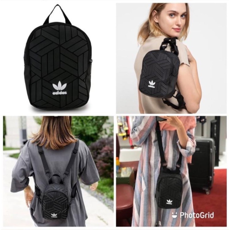 adidas mini backpack 3d hitam