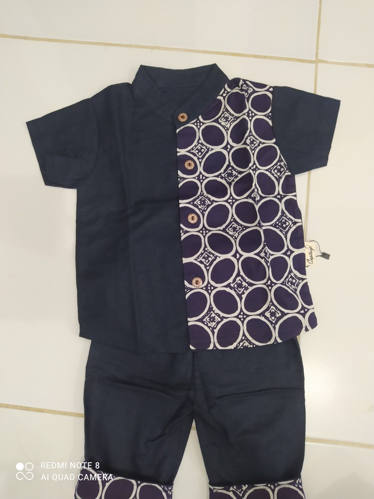 Kemeja Koko Bayi Anak/kurta Bayi Anak/kemeja Koko Kombinasi Batik Bayi Anak Bahan Linen Rami Grade A