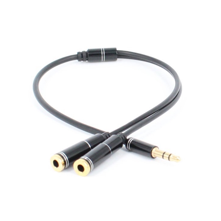 Gold-plated earphone splitter one split  two couples sharer computer phone 3.5mm audio adapter line