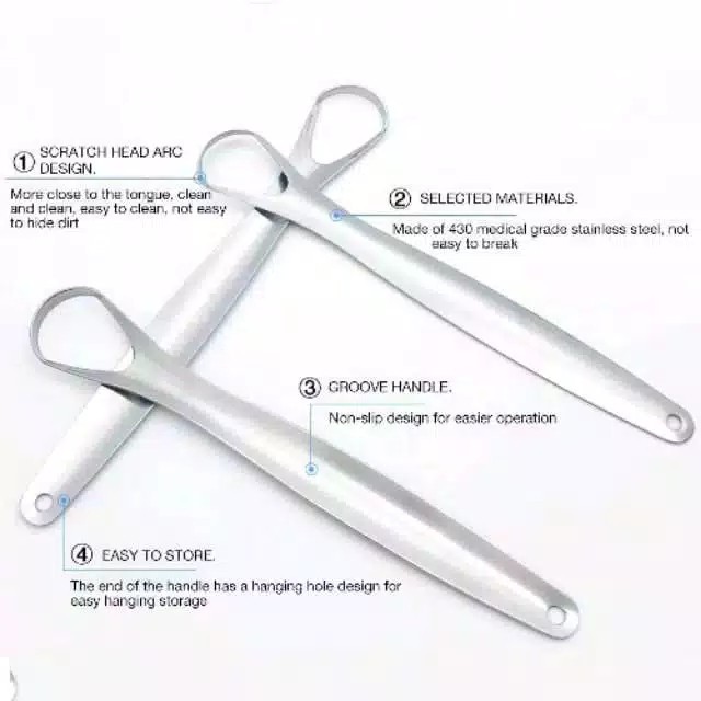 Alat Pembersih Lidah Bahan Stainless Steel Reusable / Pembersih lidah dewasa