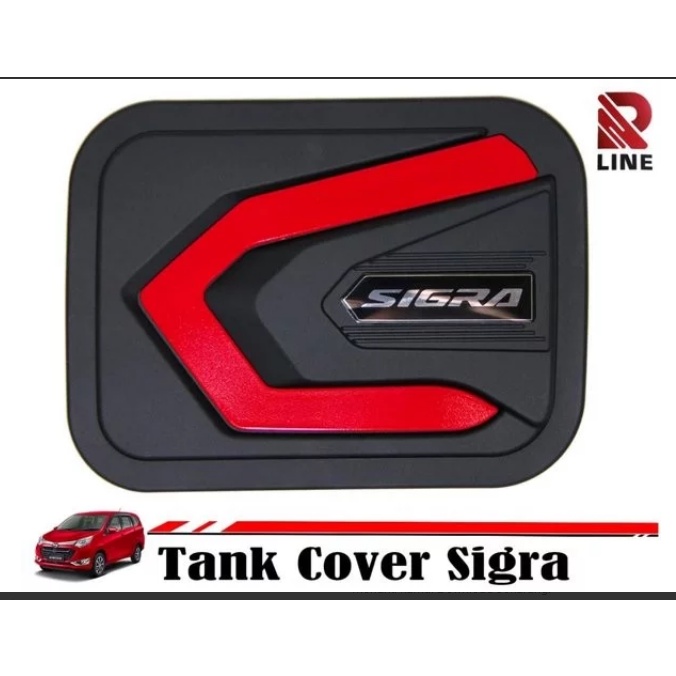 Cover tangki mobil Sigra hitam model list merah