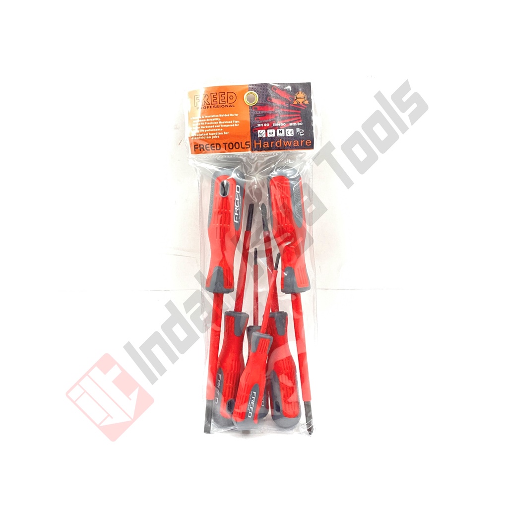 FREED Obeng Listrik Set 6 Pcs - Electrician Screwdriver Lapis Karet